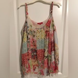 Together Brand Multicolored Floral Patchwork Flowing Tank Top. One Size